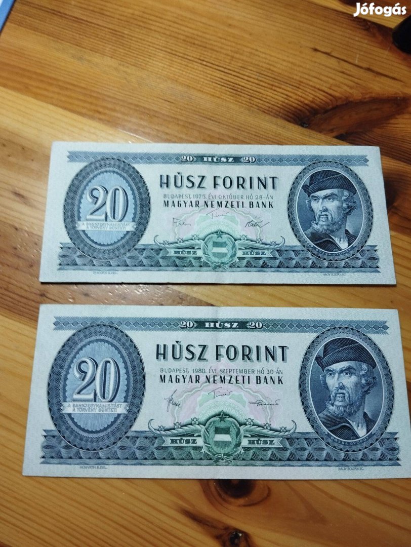 20 forint 1975 és 1980 kiadás