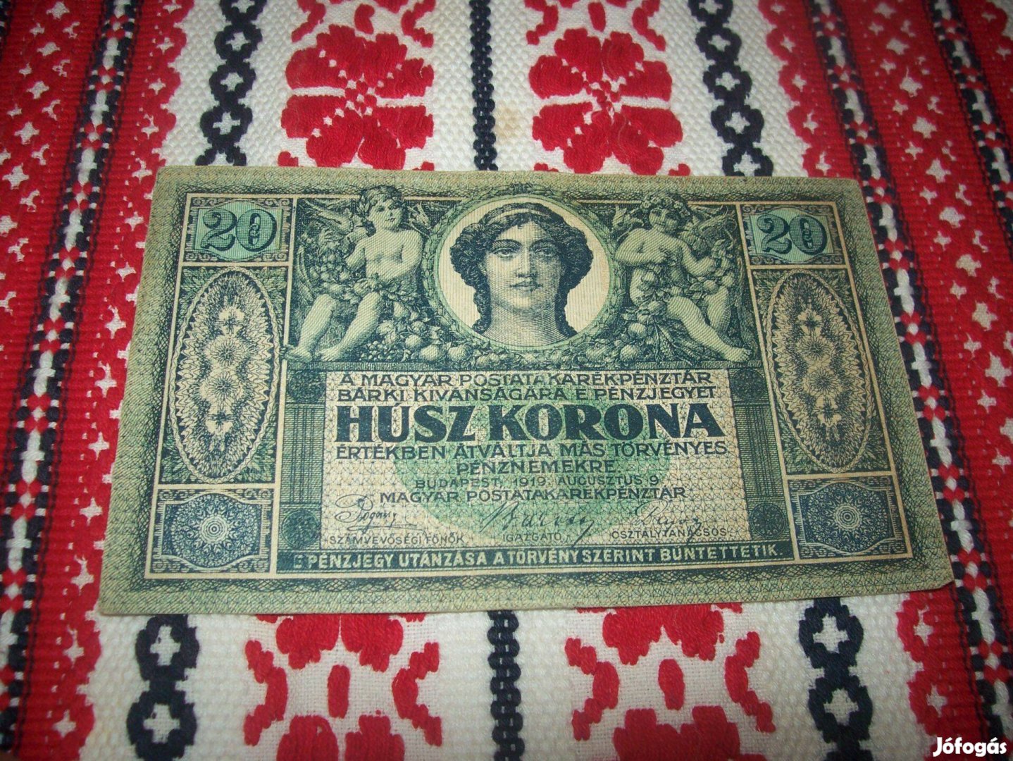 20 koronás 1919 évjáratú augusztus. Ritka
