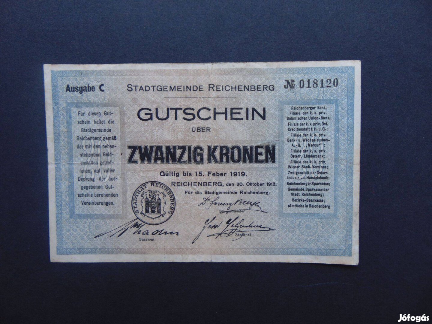 20 kronen - 20 korona 1919 bankjegy