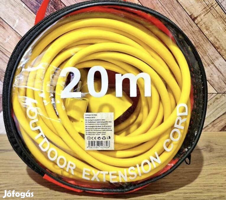 20 méteres lengő hosszabbító, földelt, 3x1,5 mm réz