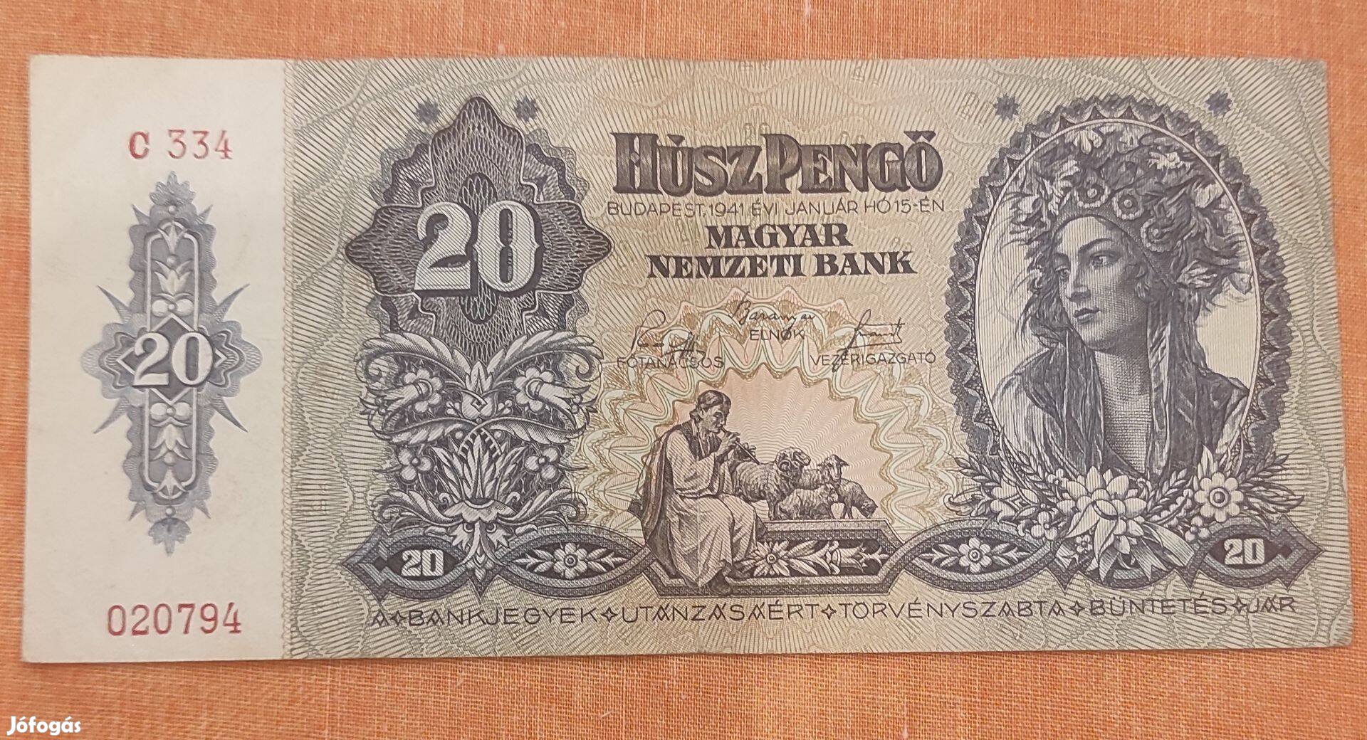 20 pengő Húsz pengő 1941 bankjegy