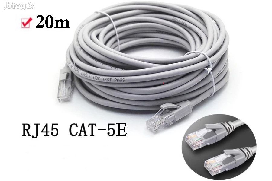 20m-es Szerelt alú-réz ethernet beltéri  UTP Cat5e patch kábel