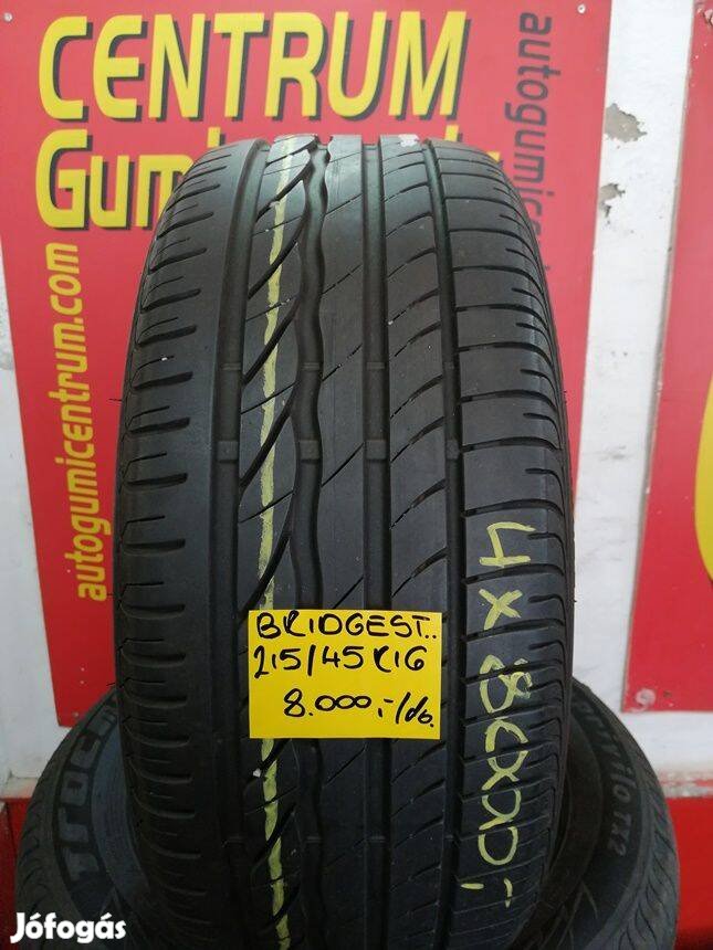 215/45r16 hasznalt nyari gumi Bridgestone 4db 8.000 Ft