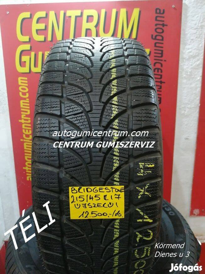 215/45r17 használt téli gumi Bridgestone 4db 12.500 Ft