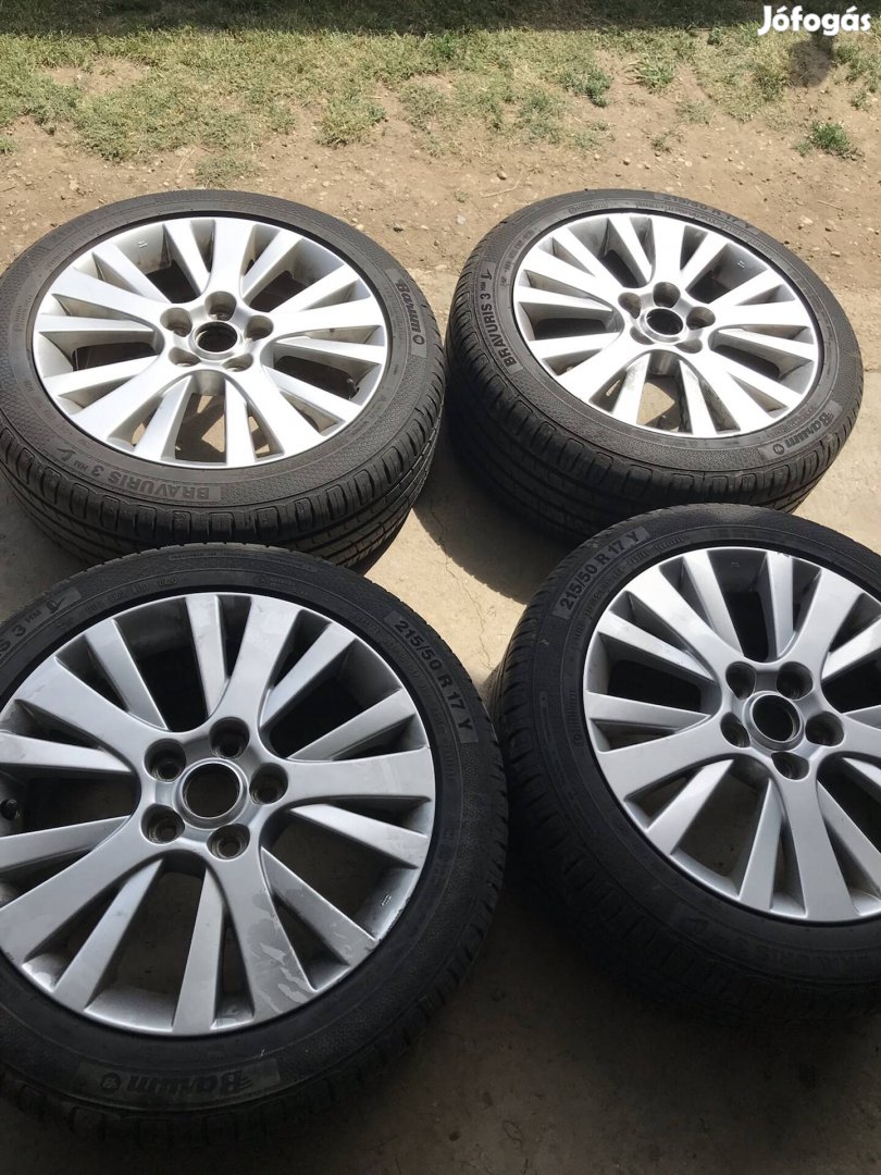 215/50r17 barum nyárigumi 5x114.3 alufelnivel eladó