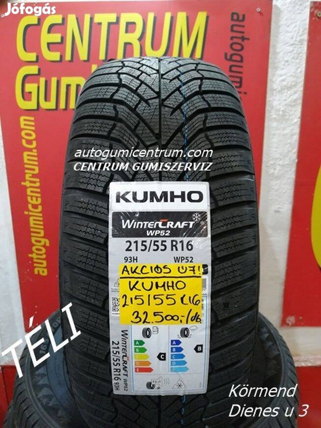 215/55R16 H WP52 Wintercraft Kumho téli