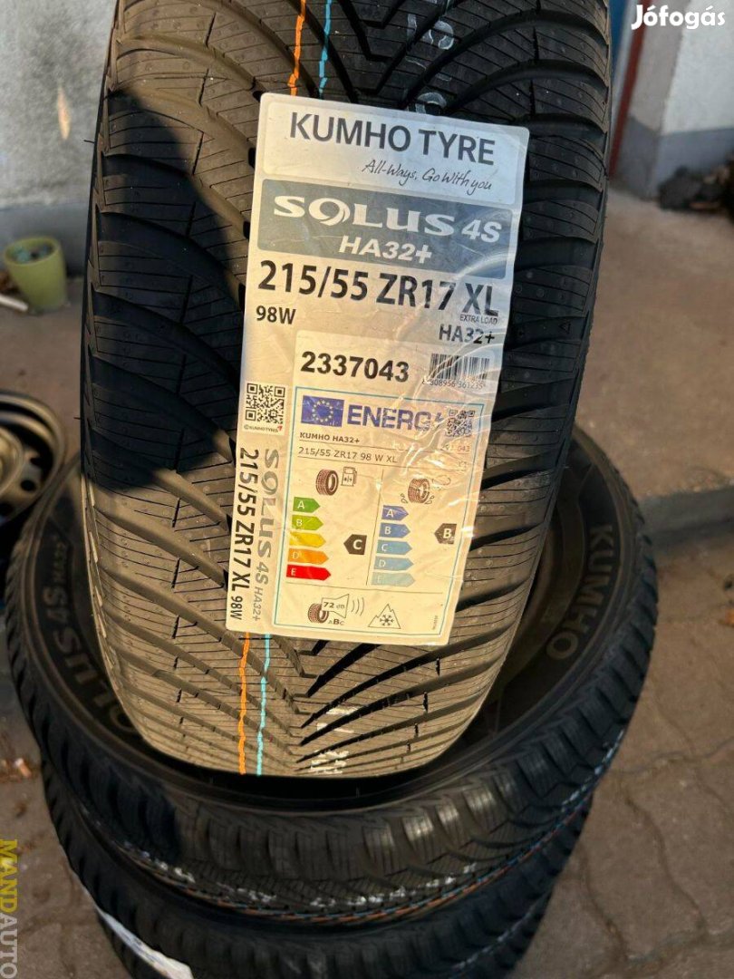 215/55R17 Kumho Solus 4S HA32+,Új négy évszakos gumi