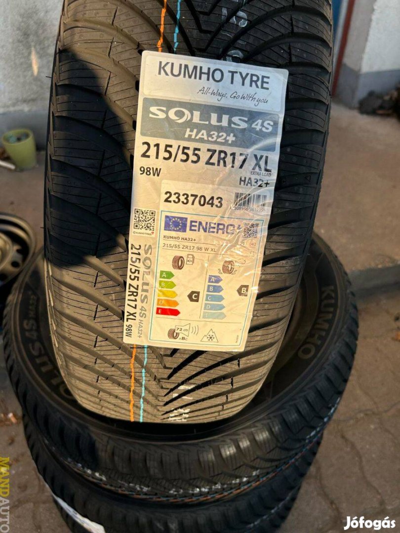 215/55R17 Kumho Solus 4Season HA32+(XL),Új négy évszakos gumi