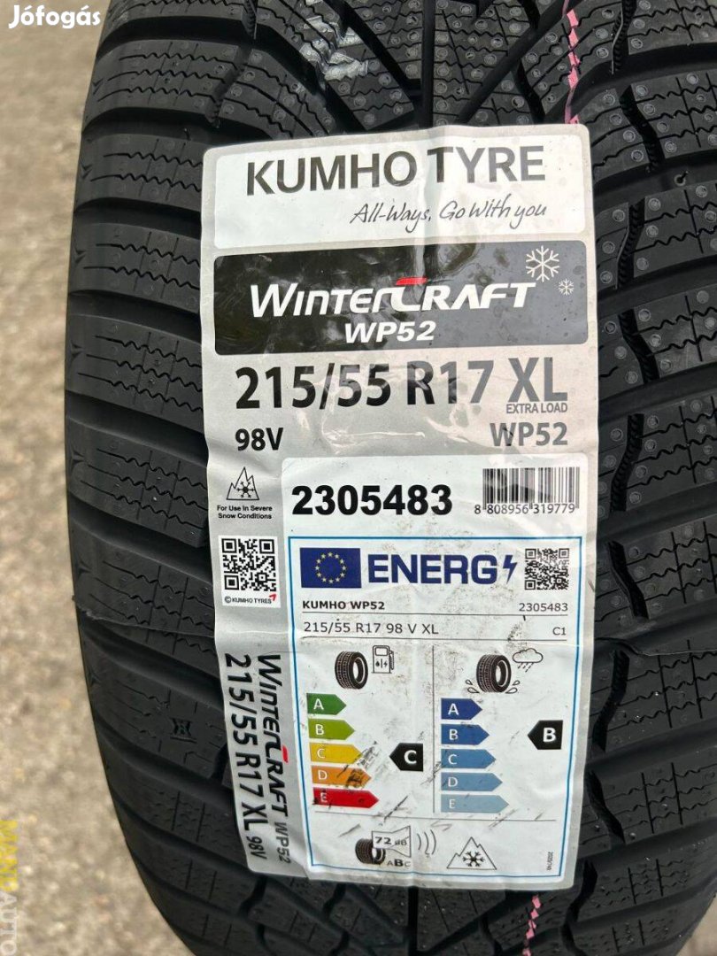 215/55R17 Kumho Wintercraft WP52,Új téligumi