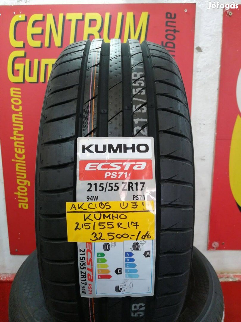 215/55R17 Kumho nyári gumi 32.500 Ft