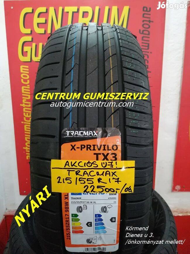 215/55R17 Tracmax akciós nyári gumi 22.500 Ft