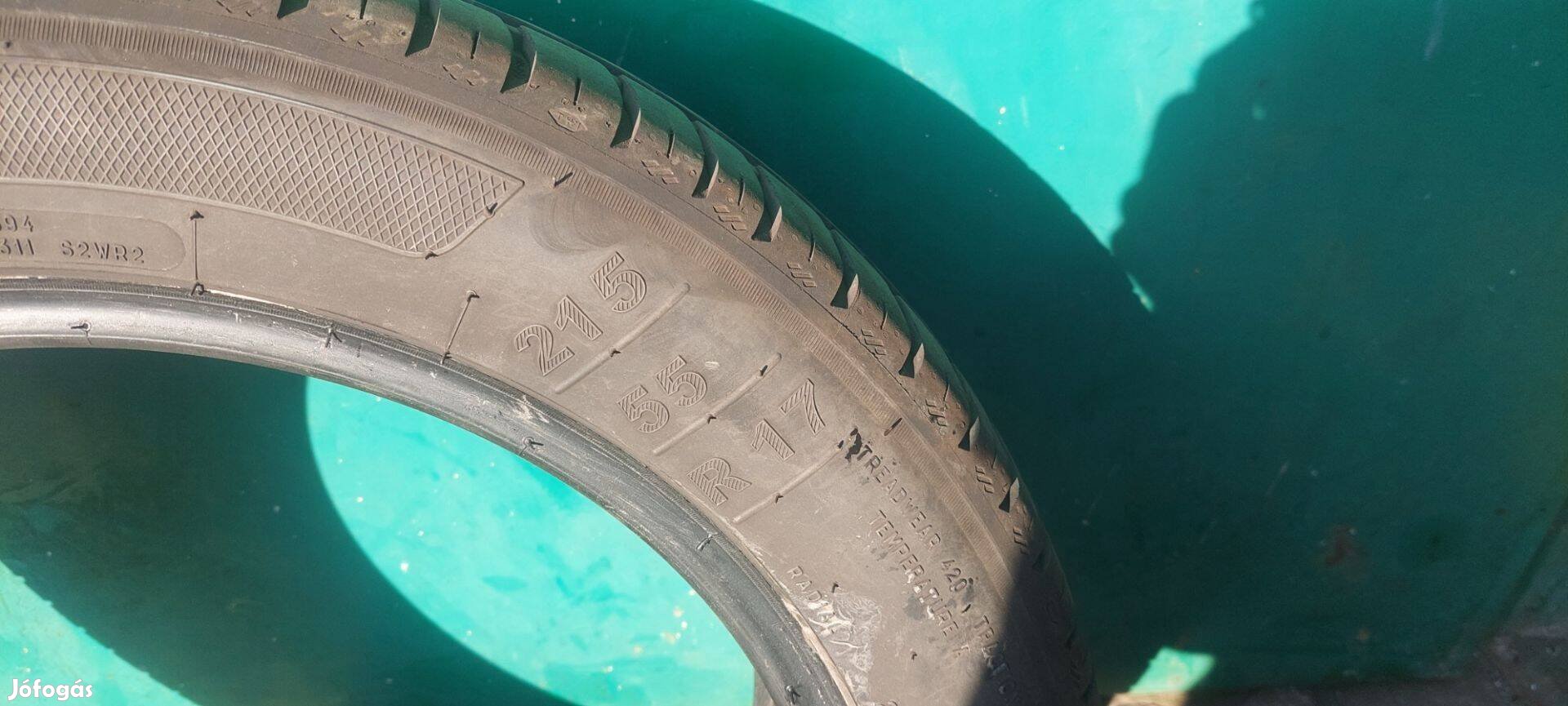 215/55/17 Jó állapotú használt gumi 4db eladó