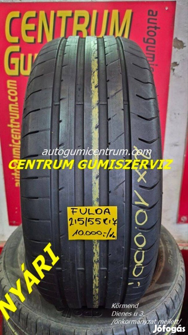 215/55r17 használt nyári gumi Fulda 2db 10.000 Ft