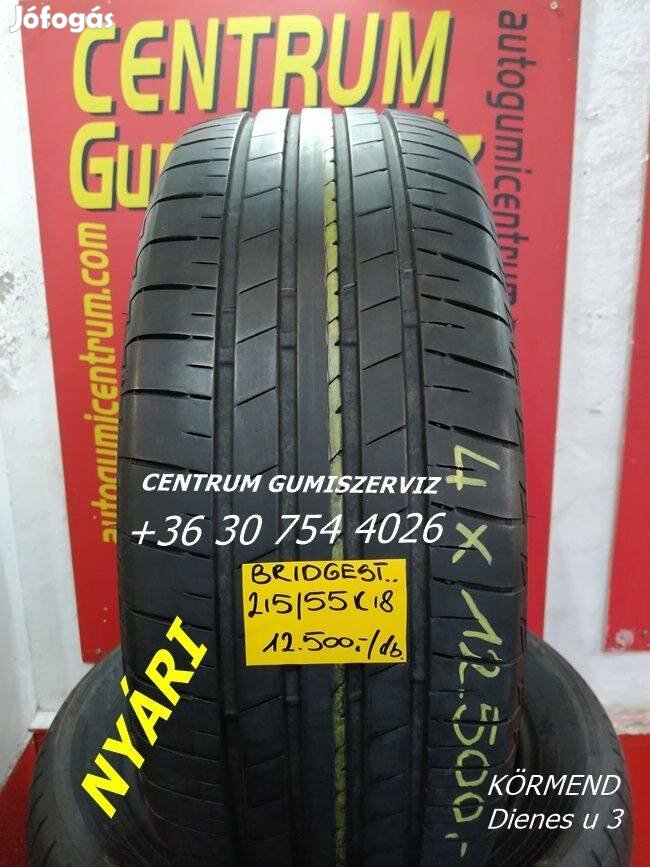 215/55r18 használt nyári gumi Bridgestone 4db 12.500 Ft