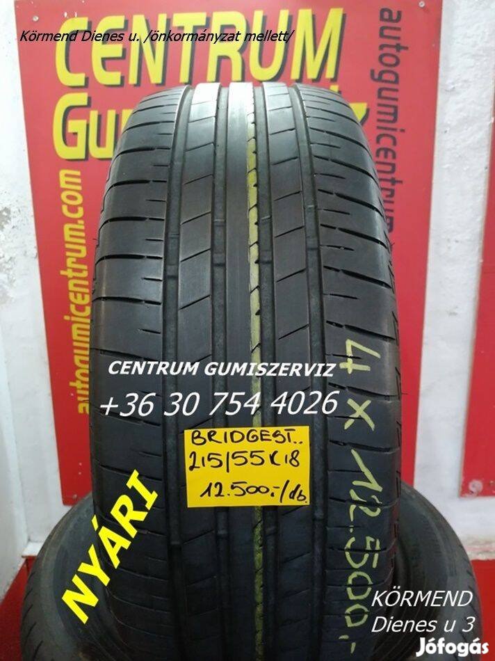215/55r18 használt nyári gumi Bridgestone 4db