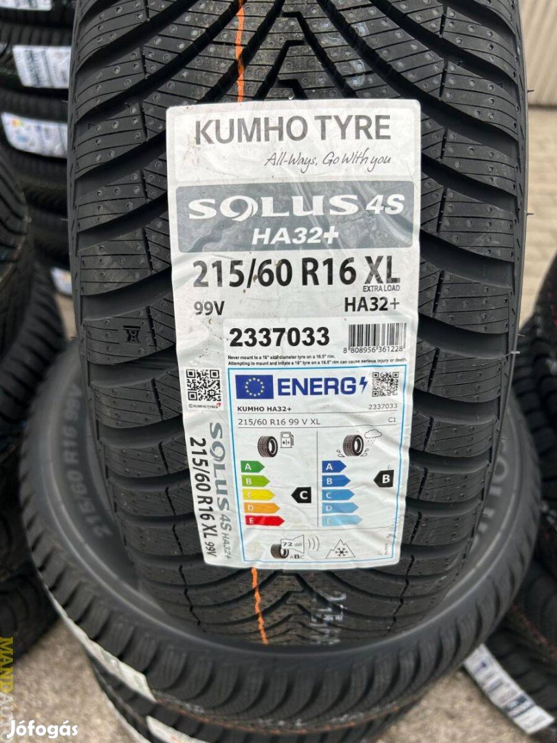 215/60R16 Kumho Solus 4S HA32+(XL),Új négy évszakos gumi