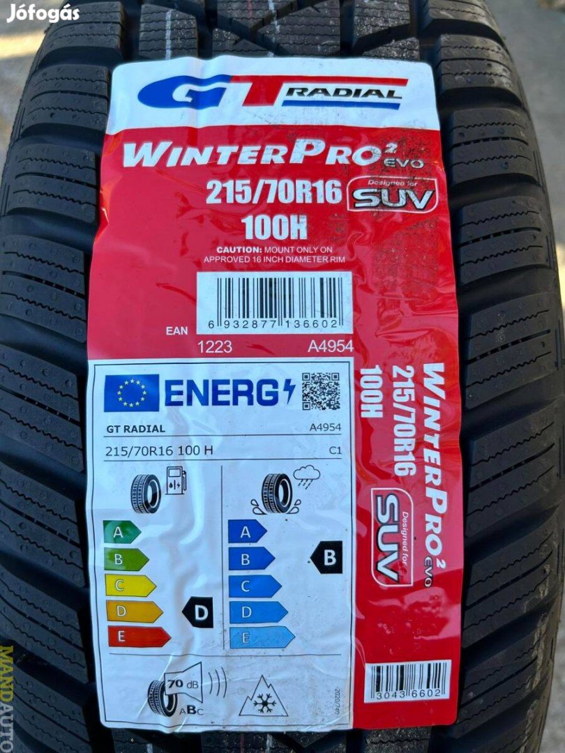 215/70R16 Gtradial Winterpro 2 Evo SUV,Új téligumi