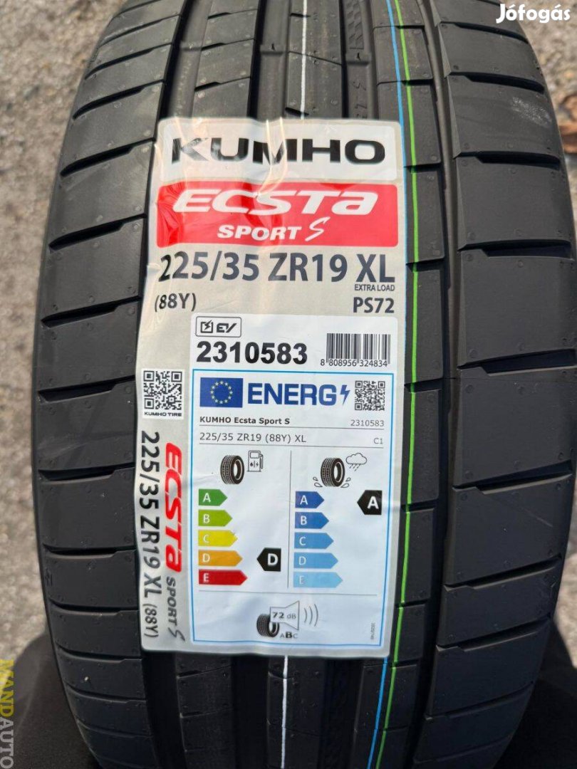 225/35R19 Kumho Ecsta Sport S(XL),Új nyárigumi