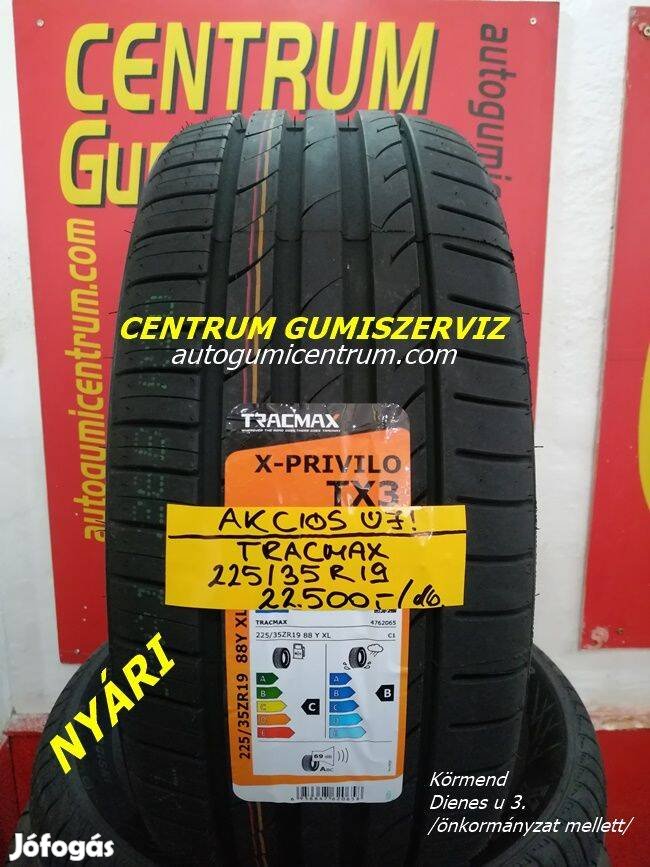 225/35r19 Tracmax akciós nyári gumi 22.500 Ft