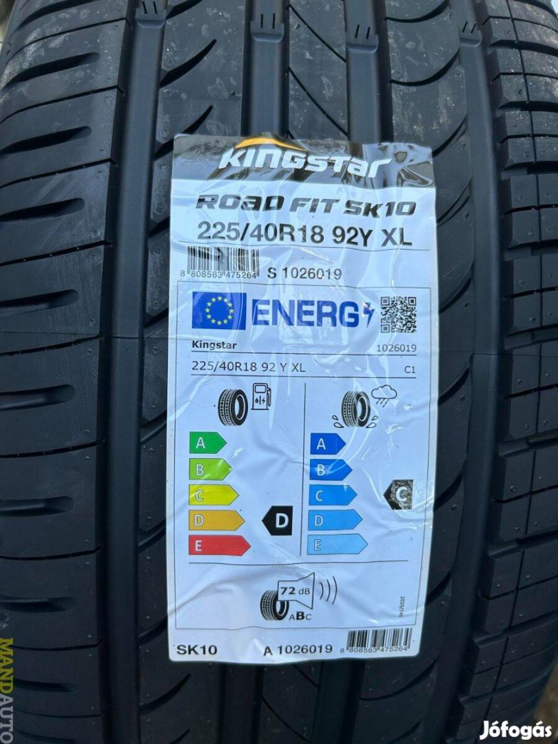 225/40R18 Kingstar SK10(Hankook termék),Új nyárigumi