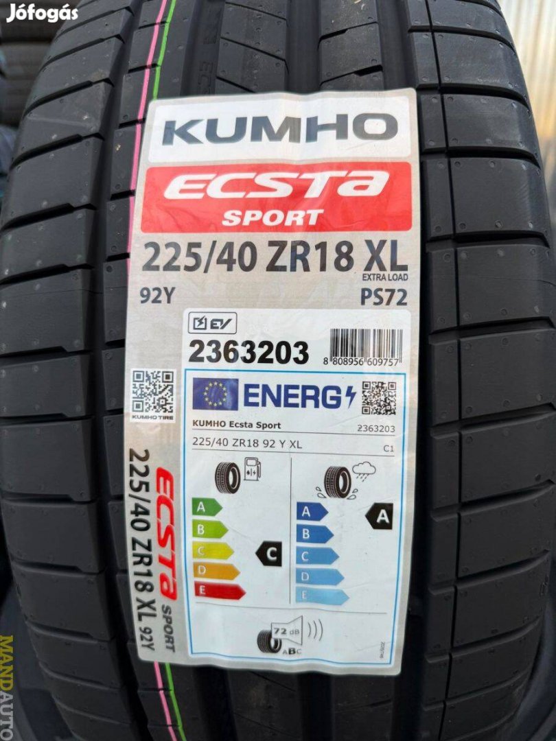 225/40R18 Kumho Ecsta PS72 Sport(XL),Új nyárigumi
