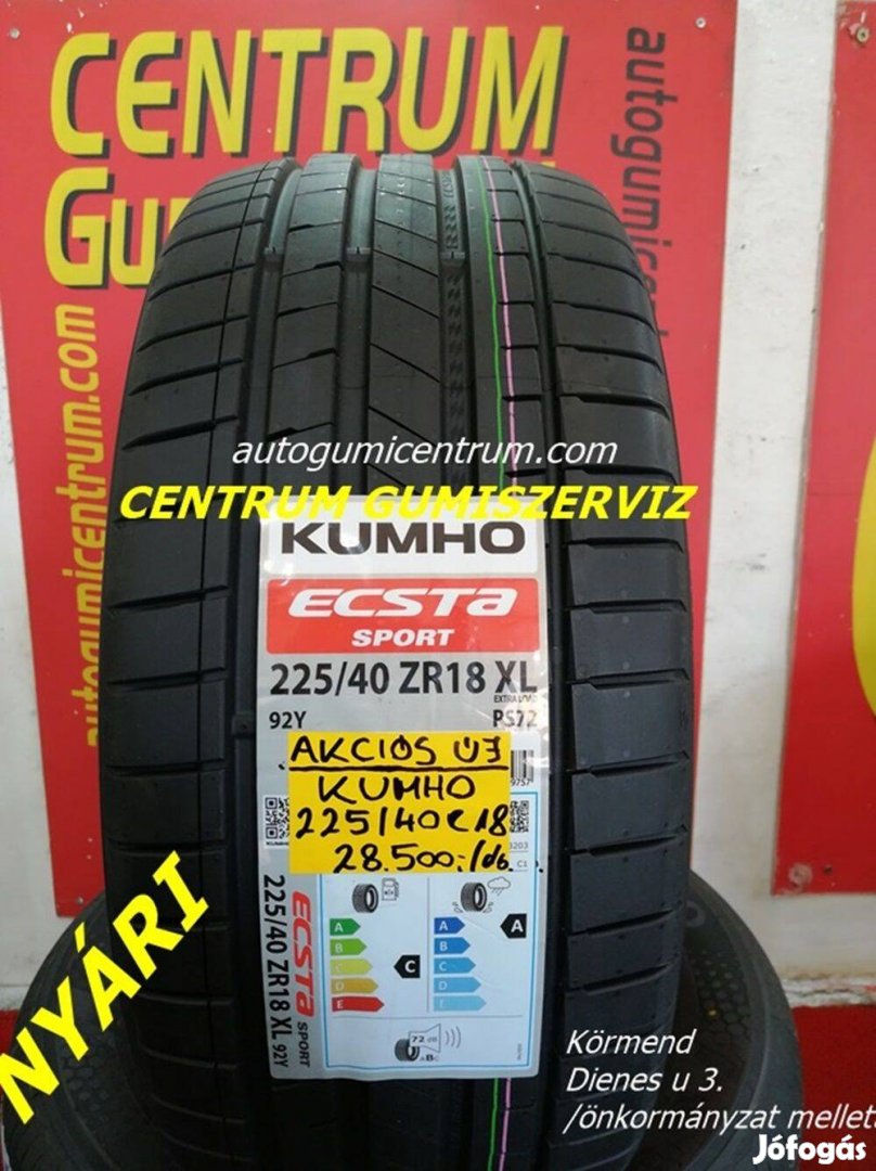 225/40R18 Kumho PS72 nyári gumi 28.500 Ft