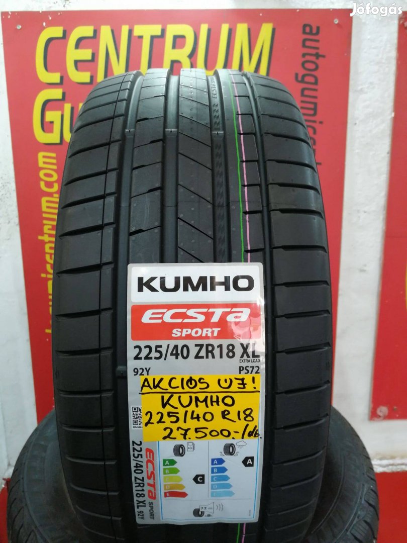 225/40R18 Kumho nyári gumi 27.500 Ft