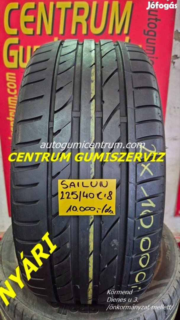 225/40r18 használt nyári gumi Sailun 2db 10.000 Ft