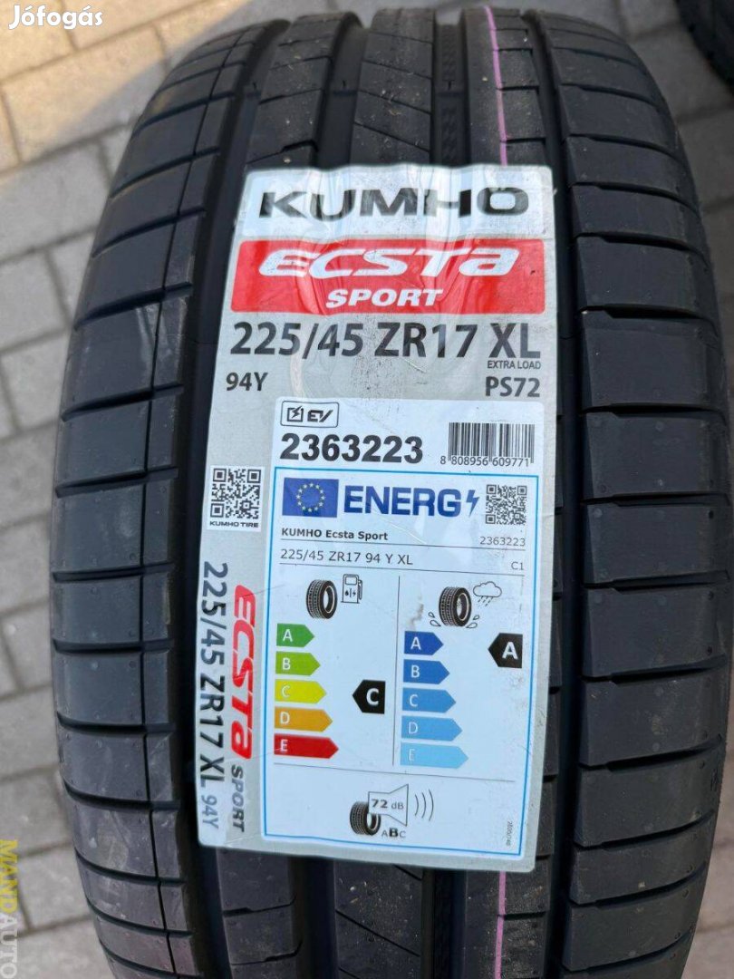 225/45R17 Kumho Ecsta Sport PS72(XL),Új nyárigumi