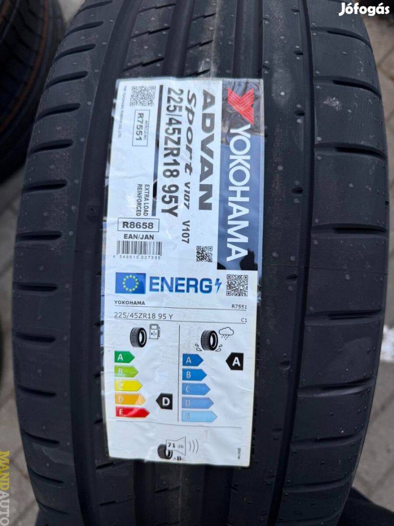 225/45R18 Yokohama Advan Sport V107(XL),Új nyárigumi