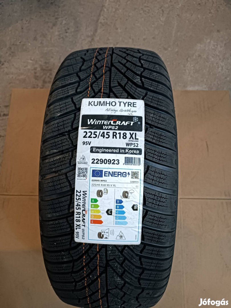 225/45 r18 xl 95v Kumho Wintercraft wp52 új téli gumi garnitúra 