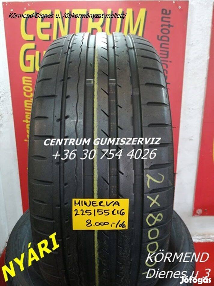 225/55r16 használt nyári gumi Minerva 2db 8.000 Ft