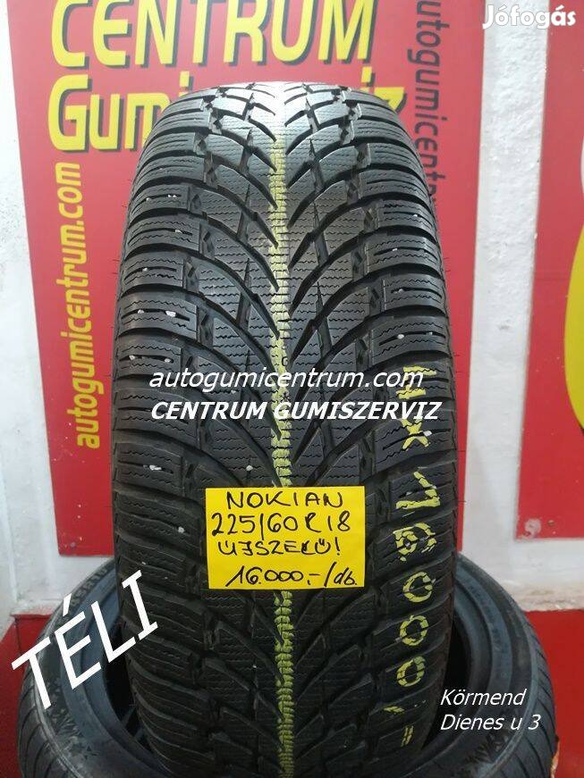 225/60r18 használt téli gumi Nokian 4db 16.000 Ft