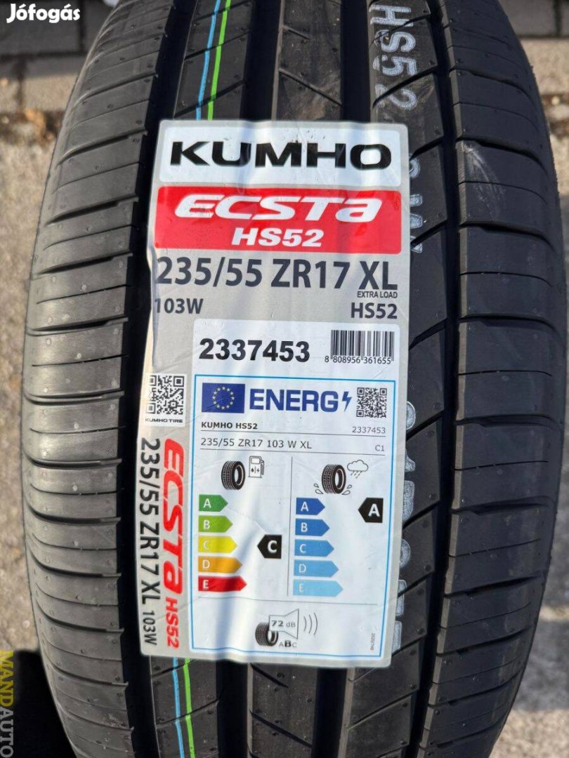 235/55R17 Kumho Ecsta HS52(XL),Új nyárigumi