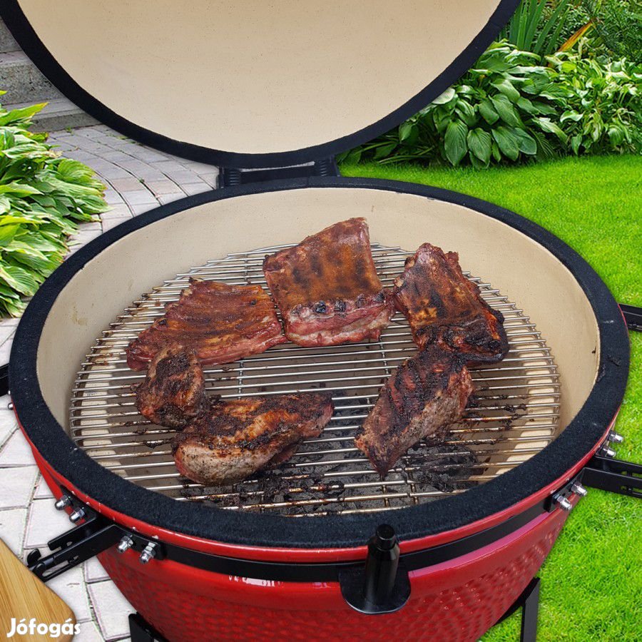 23 Kamado kerámia grill 59cm BBQ piros színű mobilgrill