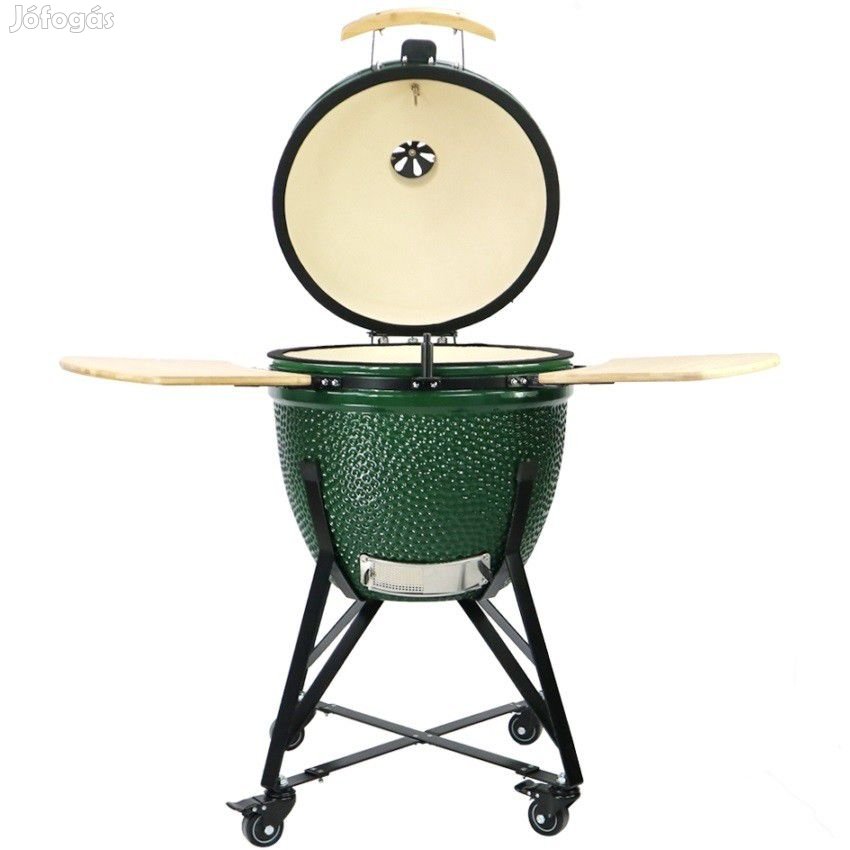 23" Kamado kerámia grill 59cm BBQ zöld színű mobilgrill