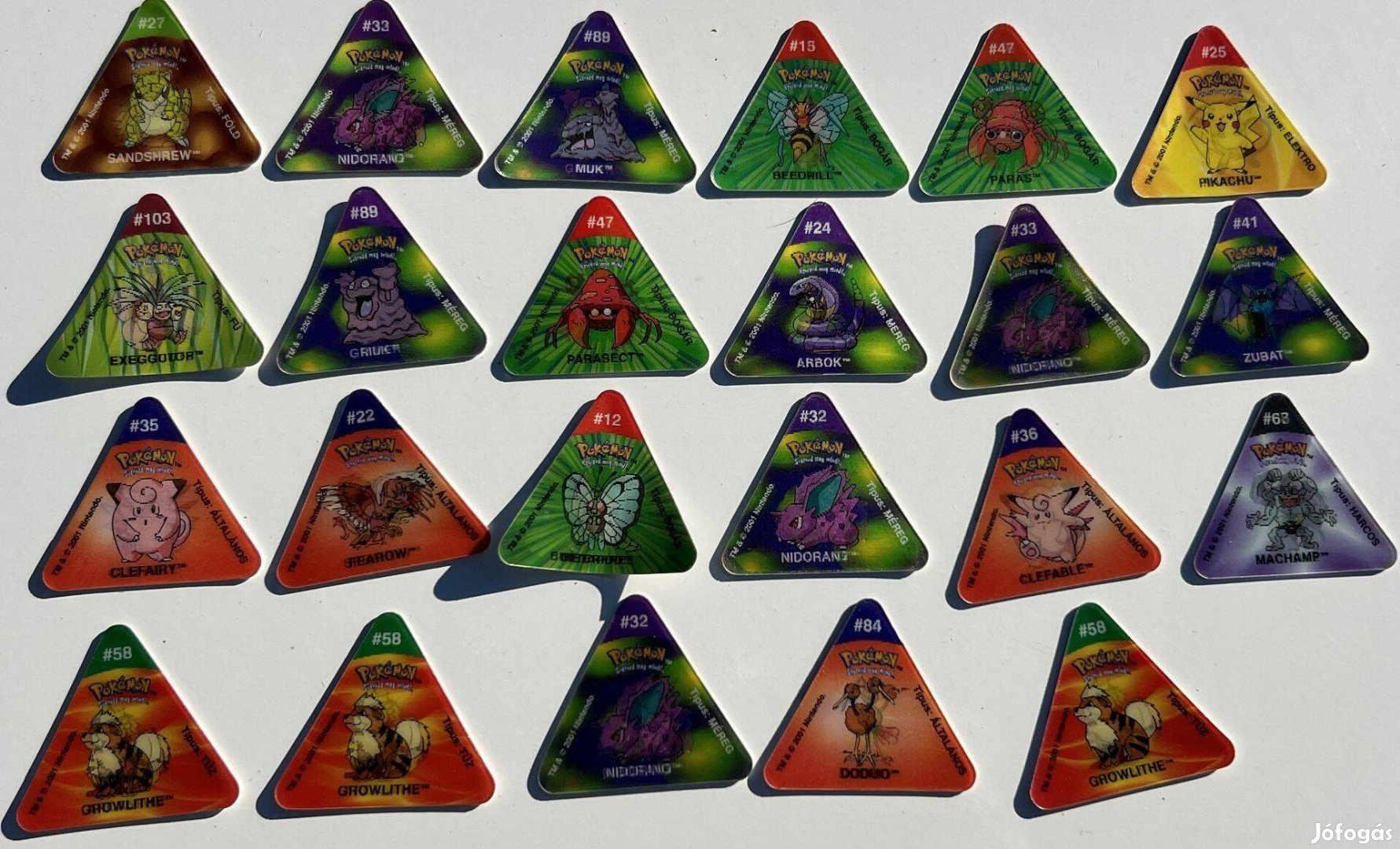 23db Régi Eredeti Magyar nyelvű Pokemon Tazo Trio egyben