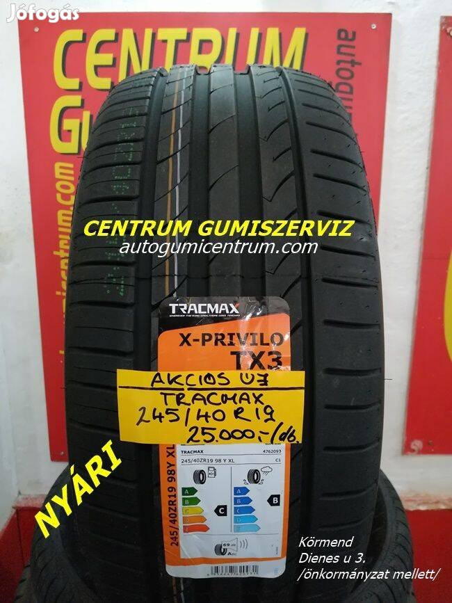 245/40R19 Tracmax akciós nyári gumi-2db-. 25.000 Ft