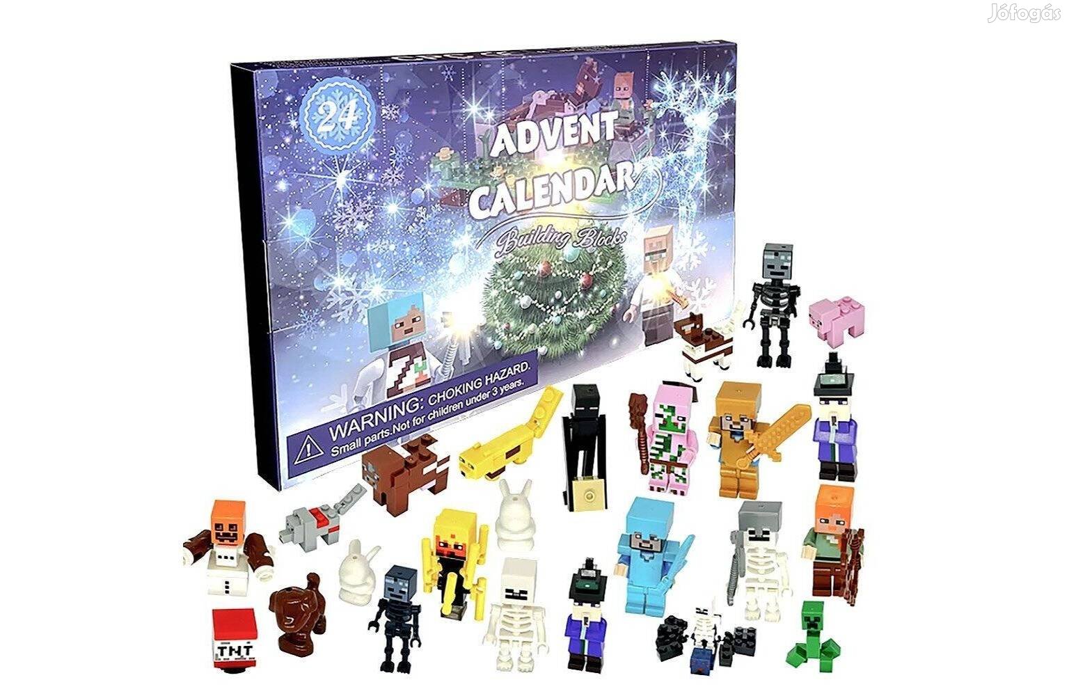 24 db-os Minecraft jellegű Adventi kalendárium figura szett