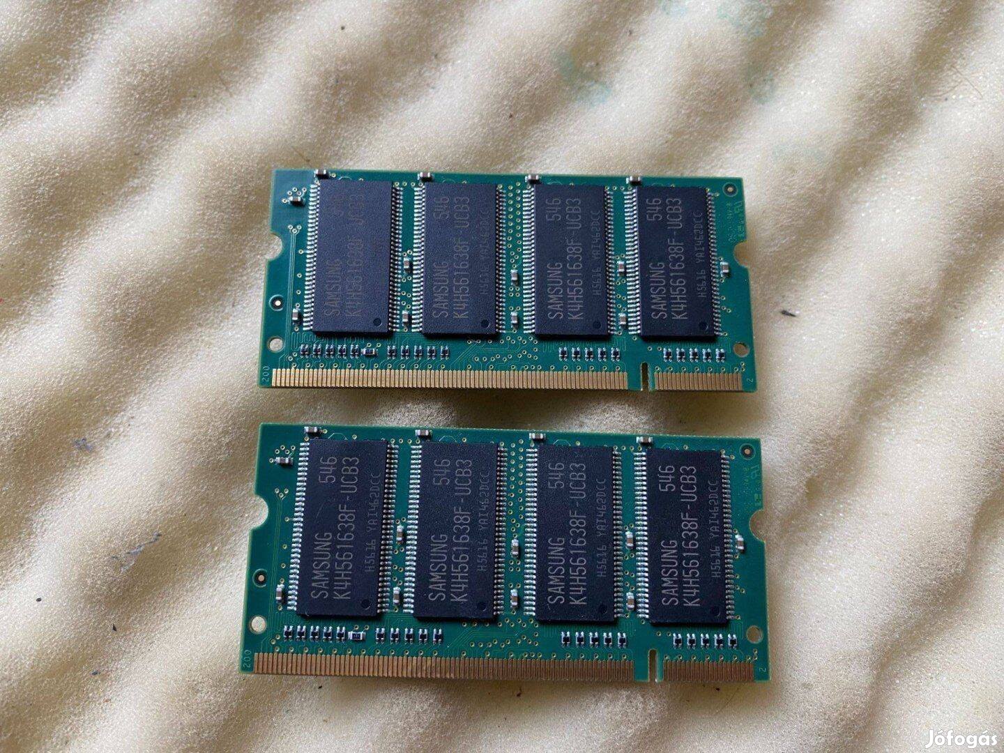 256MB DDR Samsung memória 2db összesn 512MB M470L3224FU