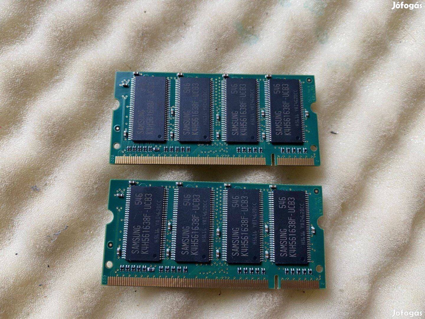 256MB DDR Samsung memória 2db összesn 512MB M470L3224FU