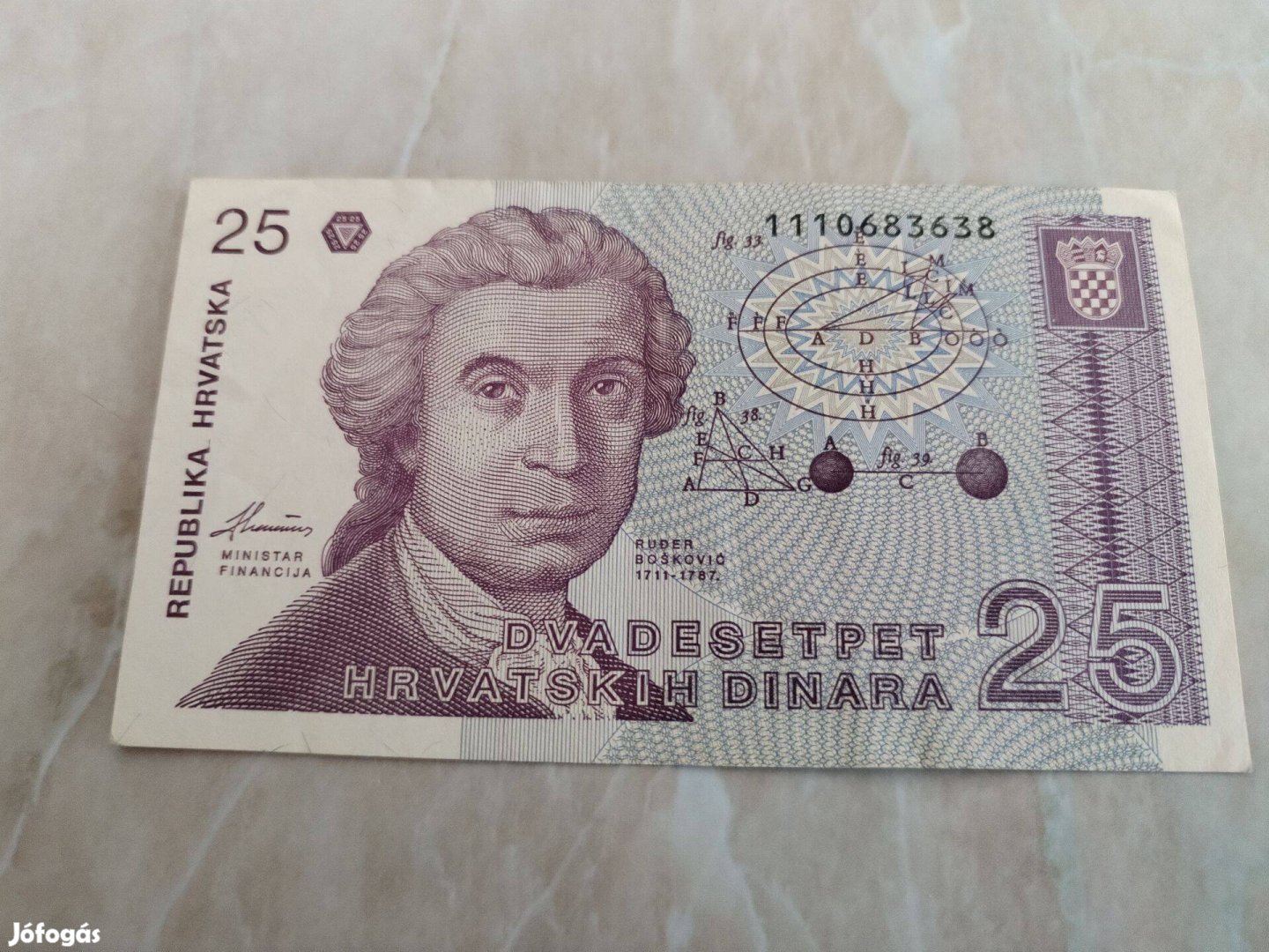 25 Kuna 1991-es Horvát papírpénz régi db