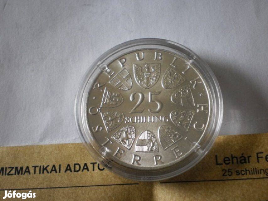 25 Schilling Proof 1970 Lehár Ferenc 100. ezüst érme certivel eladó