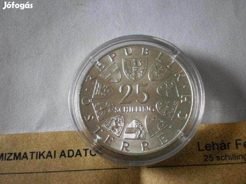 25 Schilling Proof 1970 Lehár Ferenc 100. ezüst érme certivel eladó