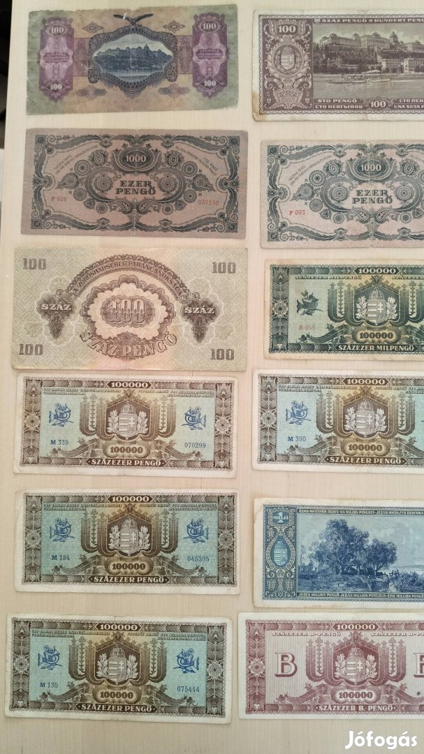25 darab pengő, milpengő használt bankjegy