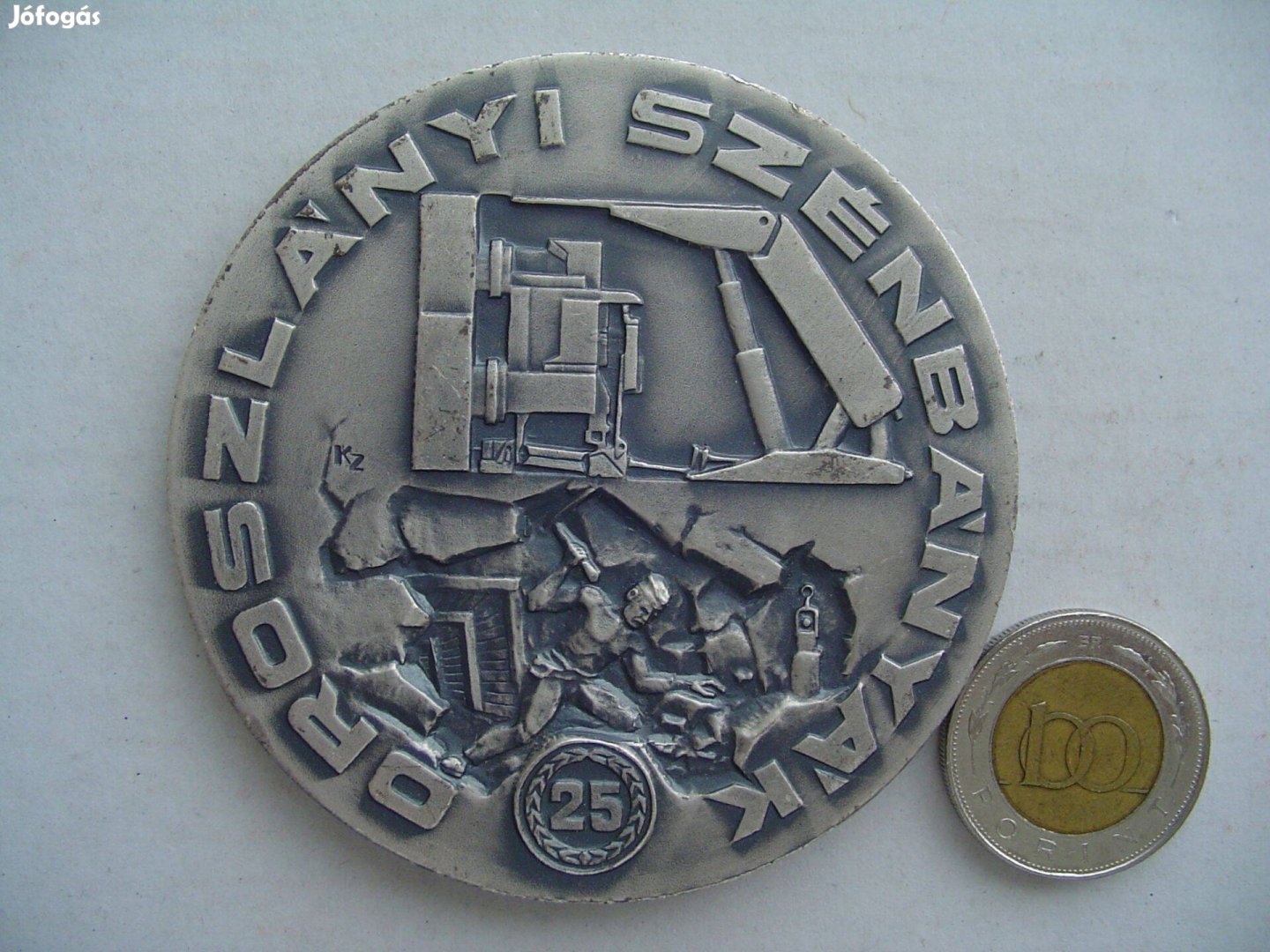25 éves Törzsgárda plakett Oroszlányi Szénbányák ezüstpatiná