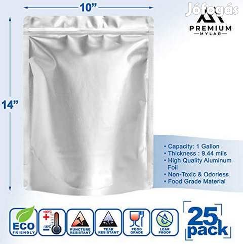 25db. 25x38cm-es Visszazárható Mylar Tasak 1Gallon (4499)