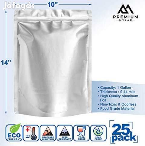 25db. 26x35cm-es Visszazárható Mylar Tasak 1Gallon 4499