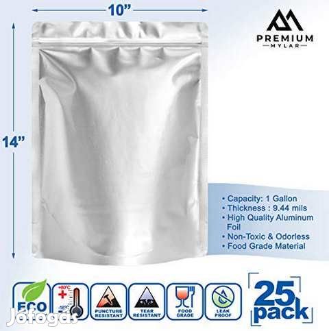 25db. 26x35cm-es Visszazárható Mylar Tasak 1Gallon (4499)