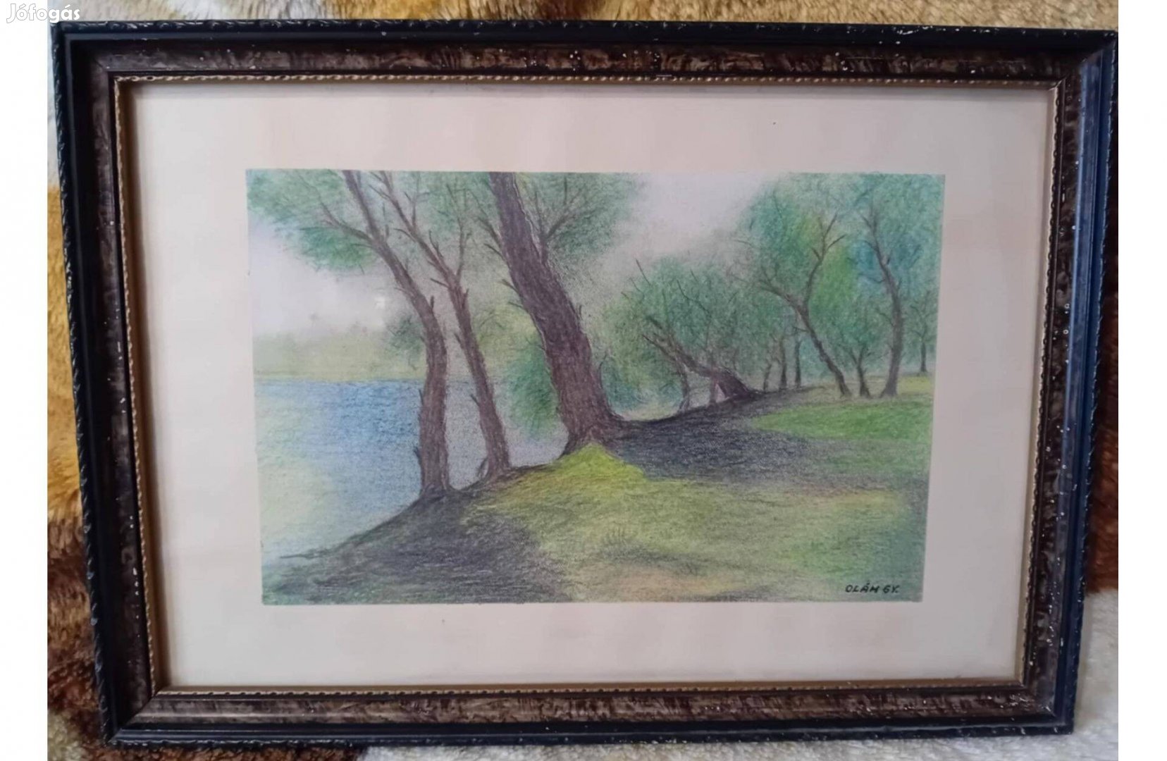 26015 Jelzett pasztell tájkép - Folyópart